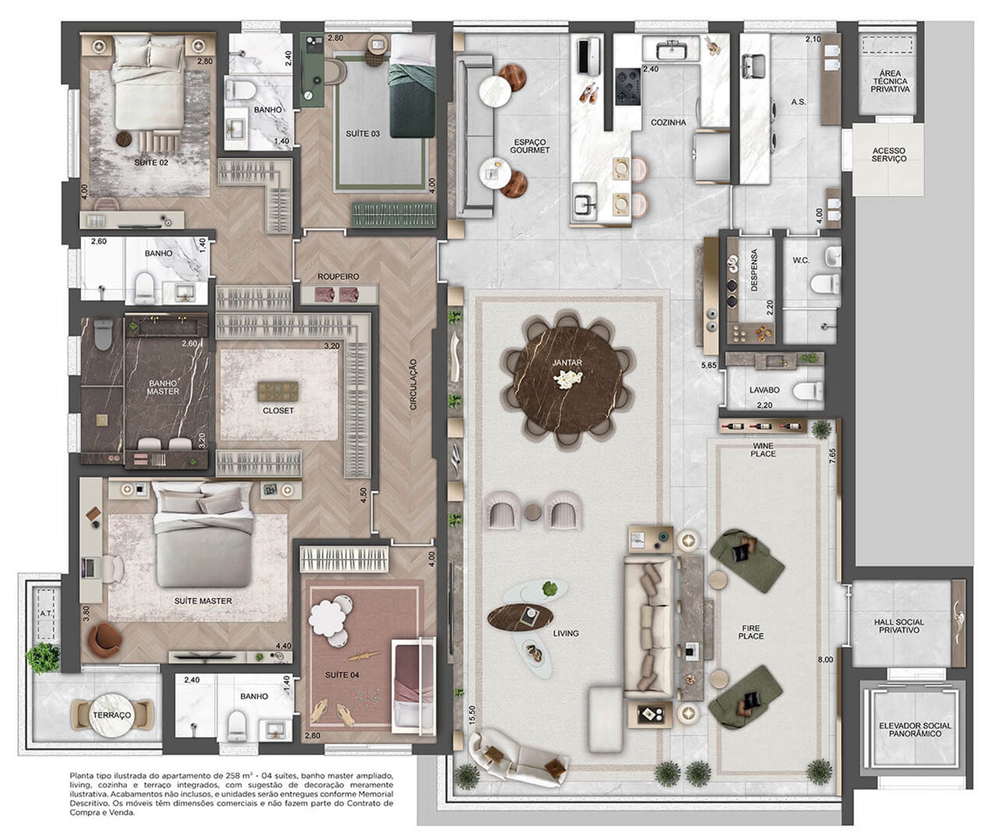 Splend Moema - Lançamento - Exto - Av. Juriti, 646 - Moema - Apartamento - Planta De 258 M² Com 4 Suítes E Banho Master Ampliado