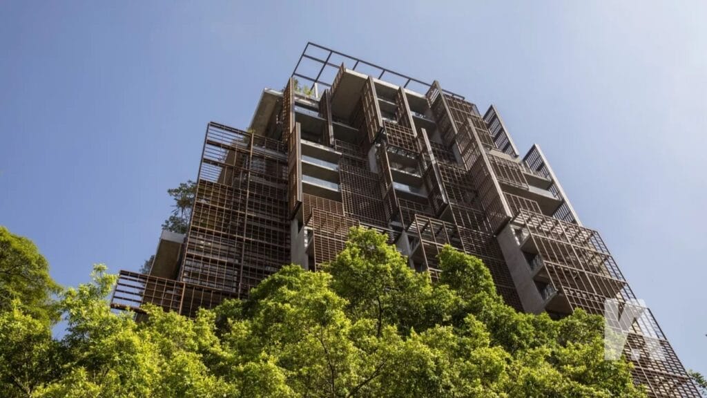 Fachada Moderna E Sustentável Do Rosewood São Paulo, Rodeada Por Árvores.