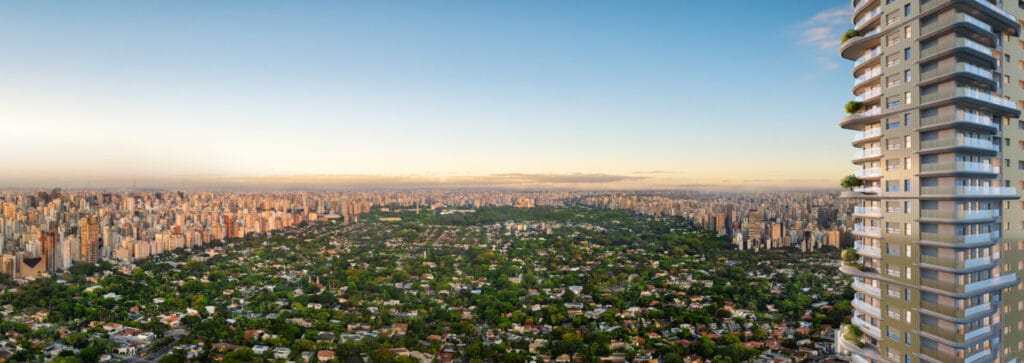 Vista Do Epic Jardim Europa À Noite Com Luzes Arquitetônicas E Destaque Para Altura