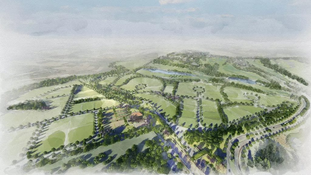 Vista Aérea Dos Terrenos Amplos Do Village Parks E Gardens Com Áreas Verdes E Natureza Integrada